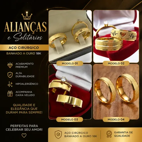 Par de alianças para noivado e casamento - R$ 189