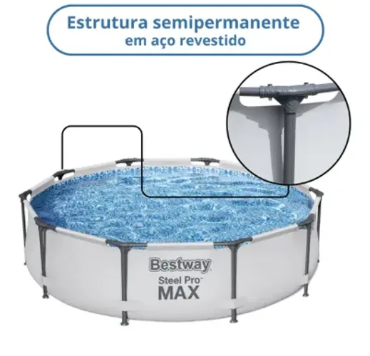 Piscina Estrutural 4678l Bestway Steel Pro Max 305m X 76cm Filtro 1.249l/h 127v