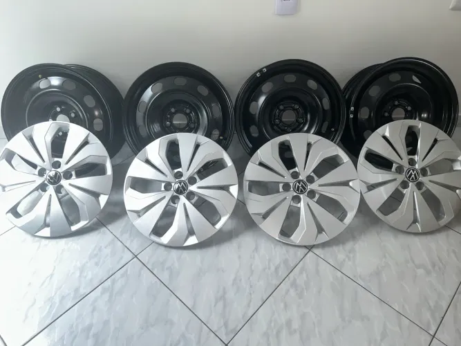 Jogo de Rodas de Ferro com Calotas Originais aro 16 do TCROS 2026