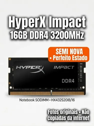 HyperX Impact DDR4 16GB 3200MHz SODIMM HX432S20IB/16 Semi-nova