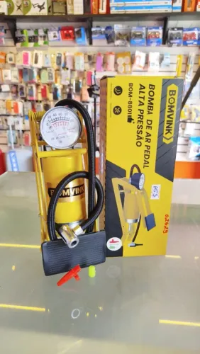 Bomba De Ar Com Pedal Alta Pressão Para Encher Pneu, Bicicleta e Bola