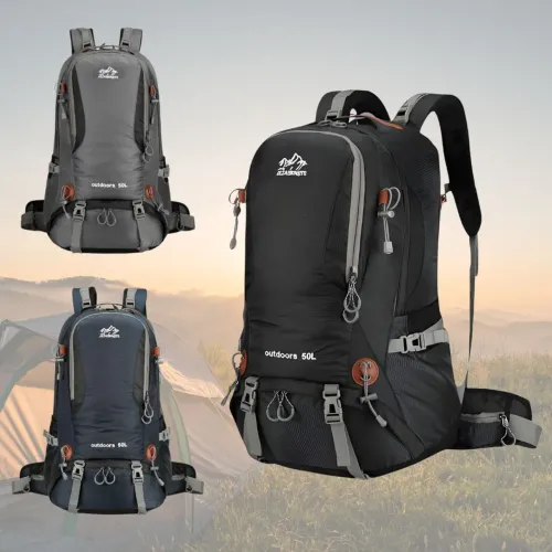 Mochila Camping 50L Cargueira Viagem Cinza