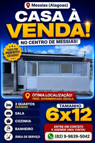 CASA À VENDA EM MESSIAS - ALAGOAS!