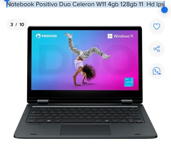 Notebook Positivo Duo Celeron W11 4gb 128gb 