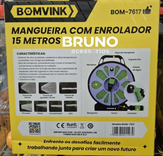 Mangueira com enrolador 15M bomvink- pratica e portatil