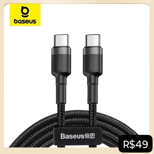 Cabo USB Tipo C/C ou C/A Baseus 2 Metros - Produto Novo