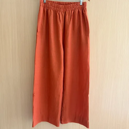 Calça Linho Pantalona Terracota Tamanho G
