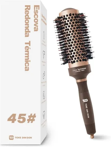 Escova Redonda Modeladora Térmica Vazada Cerdas de Javali 45mm
