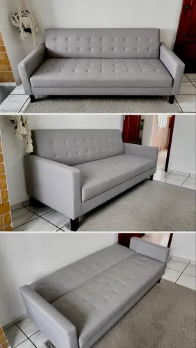 Sofá cama 3 lugares cinza