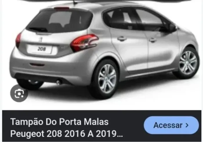Tampão traseiro . Peugeot 208 modelo. Vai de 2016 A 2019. Valor 100,00.