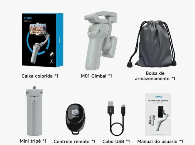 Gimbal Estabilizador Com 3 Eixos Celular Tokqi M01 Portátil