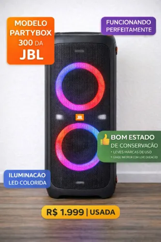 Caixa de Som JBL PartyBox 300 - Usada, Funcionando Perfeitamente
