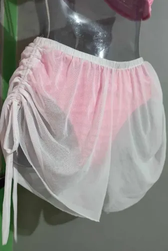 Shorts praia de tule Branco