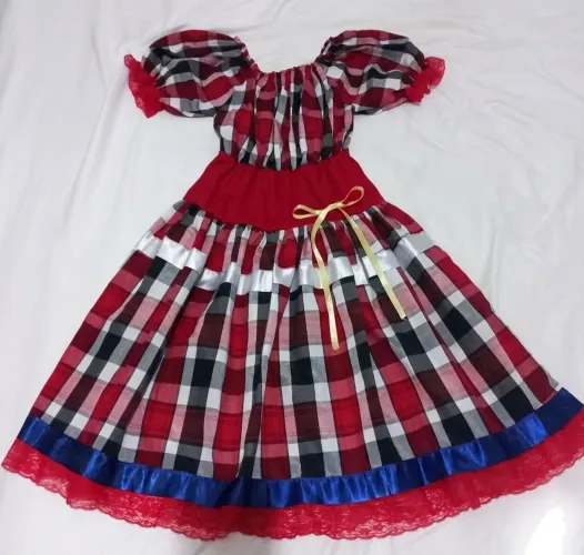 VESTIDO DE QUADRILHA JUVENIL TAMS. 10 A 16 - EXCELENTE ESTADO!