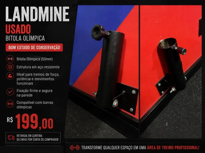 Landmine para Barra Olímpica 50mm - Usado em Excelente Estado