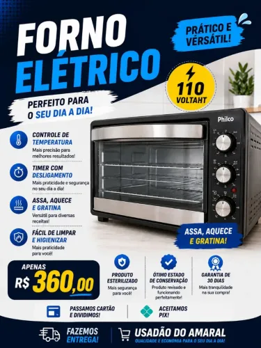 Forno Elétrico Philco 110V - Ótimo Estado - R$ 360,00