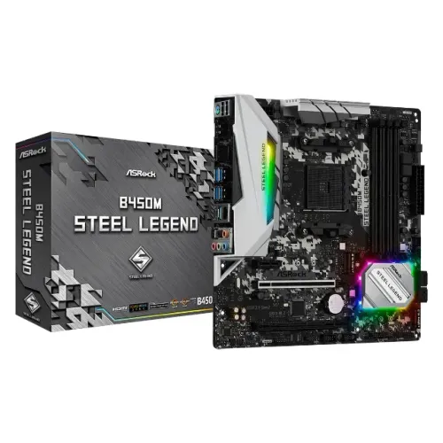 Placa Mãe ASRock B450M Steel Legend, Chipset B450, AMD AM4, mATX, DDR4-Loja Fs