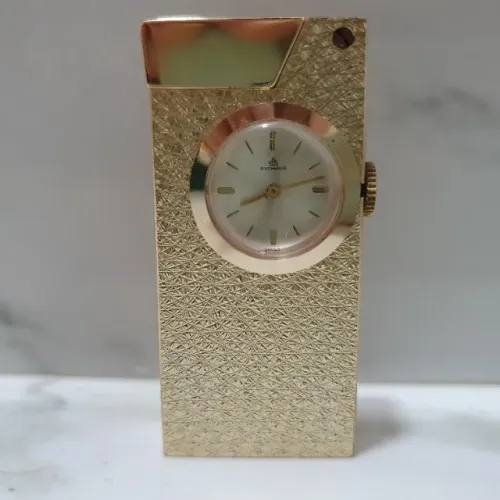 Isqueiro Suíço Bucherer Dourado Relógio Antigo - Raridade!