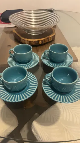 Conj de xícaras azul da marca Porto Brasil*