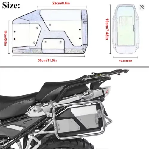 Caixa de ferramentas lateral para motocicleta,à prova d'água em aço inoxidável, (Preta)