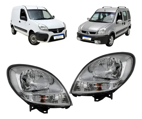 Par Farol Renault Kangoo 2009 A 2018 Cromado Pisca Cristal Ambos Lados