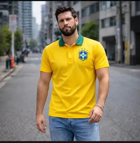 Camisa gola polo do Brasil seleção brasileira premium hexa