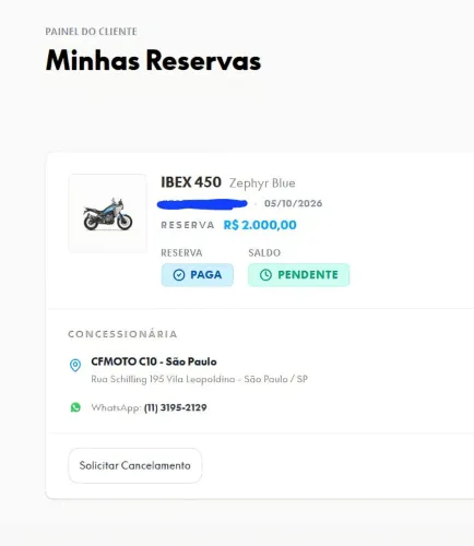 Reserva ibex 450 - pronta entrega