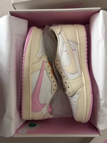 tênis nike travis scott x air jordan 1 low sail tropical pink shy pink muslin