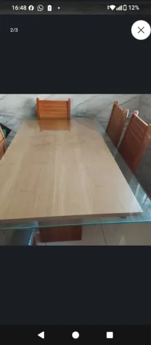 Mesa Tampo de vidro 6 cadeiras