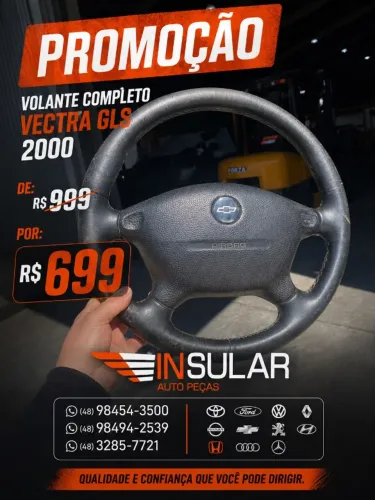 Volante Completo Couro Chevrolet Gm Vectra Gls 1997 A 2004 Preto