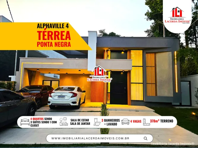 Lançamento na Ponta Negra com Acabamento Diferenciado 4 Quartos Sendo 3 Suítes - Alphavill