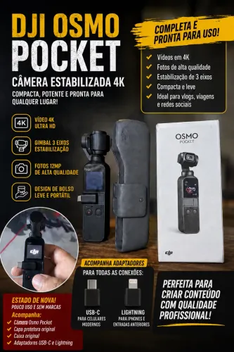 DJI OSMO POCKET ORIGINAL - COMPLETA E PRONTA PARA USO