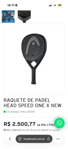 Raquete Padel Head speed one x 26