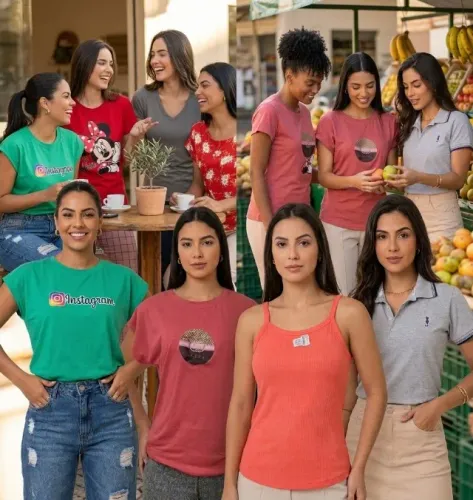 Camisa regatas e com manga.