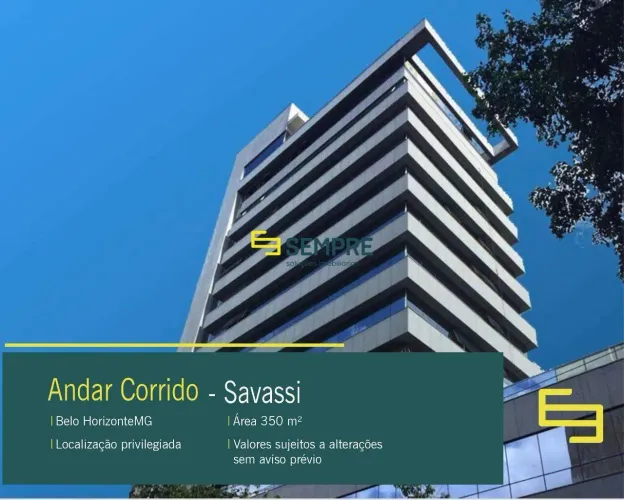 Andar corrido para aluguel, Savassi - Belo Horizonte/MG