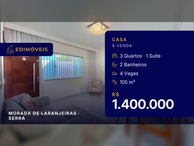 Casa 3 quartos em Morada de Laranjeiras, sua nova casa na Serra!