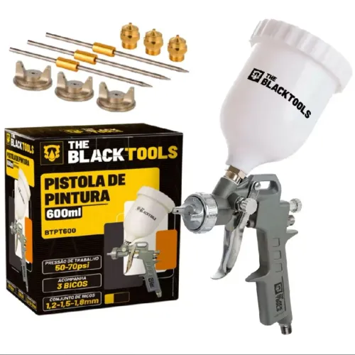 Pistolas De Pintura Profissional Hvlp Bicos 1.2 1.5 1.8mm The Black Tools