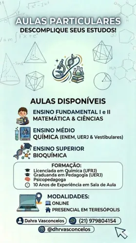 Aulas Particulares Química/Bioquímica/Matemática