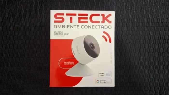 Câmera Inteligente Steck Ambiente Conectado, Segurança Interna, Wi-Fi, Branca