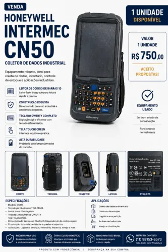 Coletores de Dados Honeywell Intermec CN50 Leitor Laser
