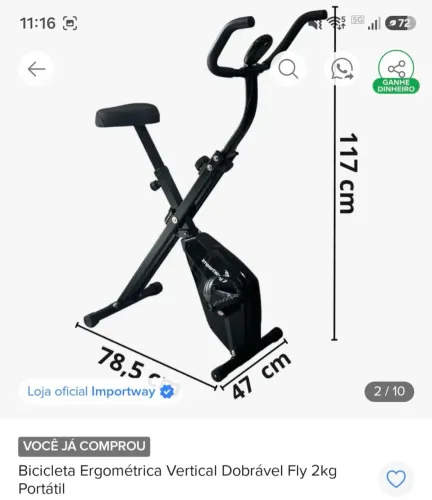 Bike ergométrica dobrável
