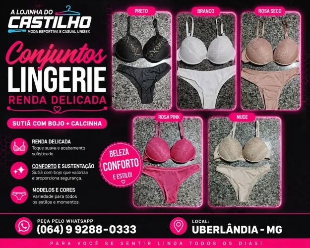 Conjunto Lingerie M, G e GG