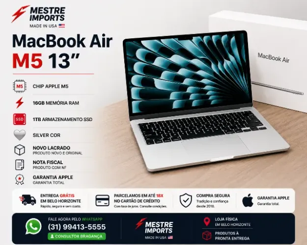 MacBook Air M5 13 polegadas 16GB RAM 1TB SSD - Novo - Nota Fiscal
