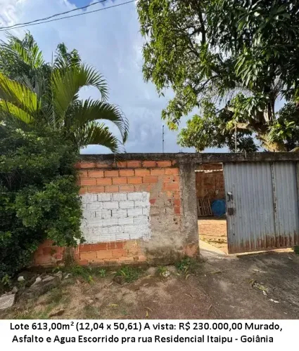 Leia a descrição: Lote 613,00m² (Murado, Asfalto e Agua) Residencial Itaipu