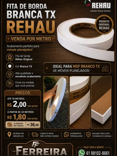 Fitas de bordas para Mdf Branco TX