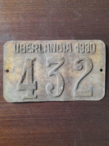 Placa Antiga de Carro de 1930 - Raríssima - Uberlândia 