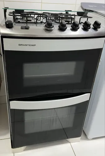 Fogão Brastemp 4 Bocas Inox com 2 Fornos - Gás e Elétrico
