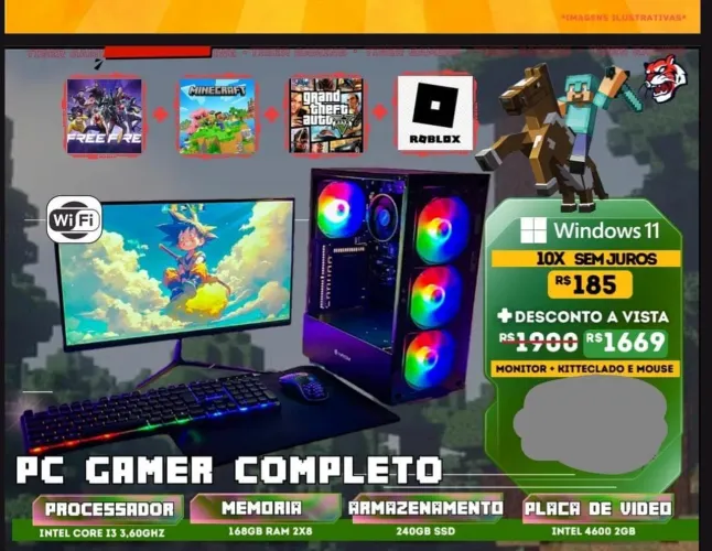 Computador completo seminovo PC game