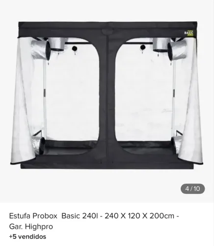 Estufa tenda Grow 2,40 x 2,40 x 2,00 - Probox Basic
