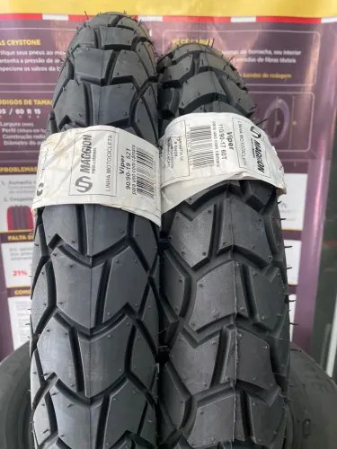 Pneu Dianteiro e Traseiro 110/90/17 + 90/90/19 CROSSER BROSS 